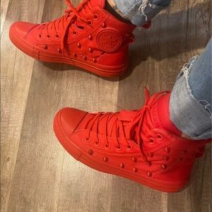 Converse All Star Red Guard Hi with red studs Unisex